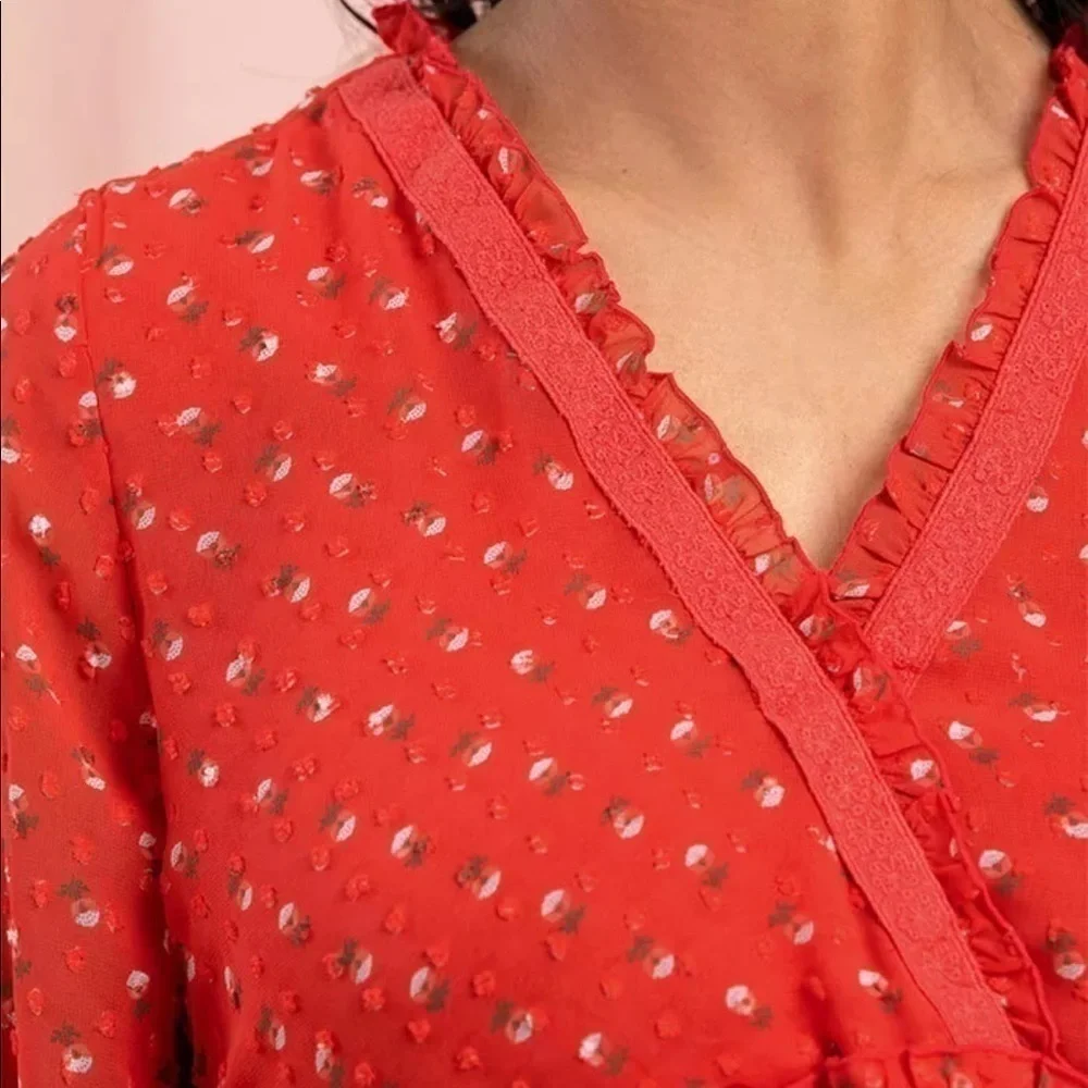 Matilda Jane Red Floral V Neck Size  Small - Picture 3 of 14